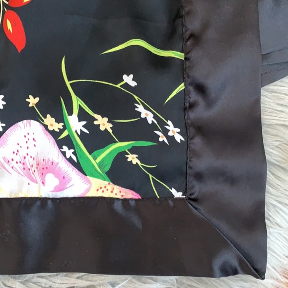 Furla Large 100% Silk Black Floral Scarf - Picture 3 of 7
